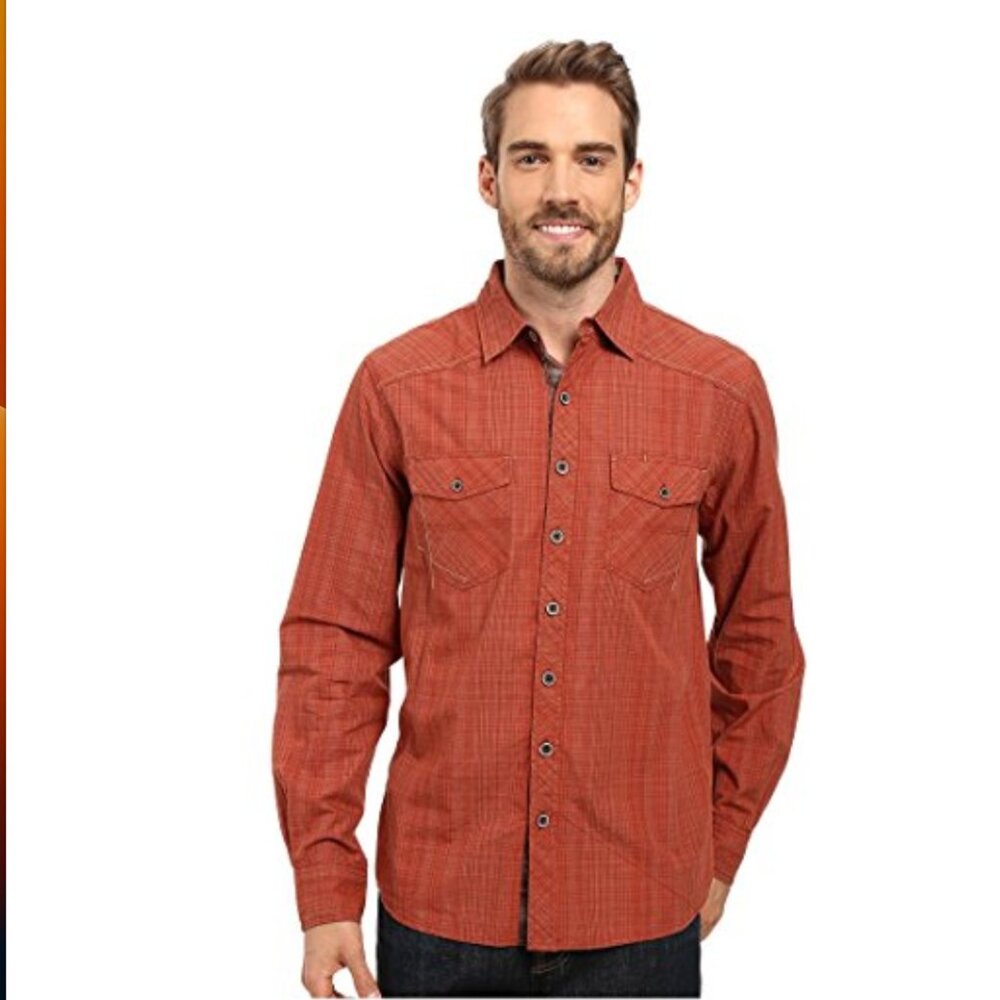 Ecoths Rupert Henna Long Sleeve Shirt Men's Western Button Down Shirt - XXL